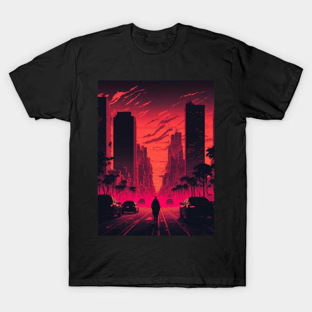 80s Synthwave City Evening T-Shirt by Nightarcade